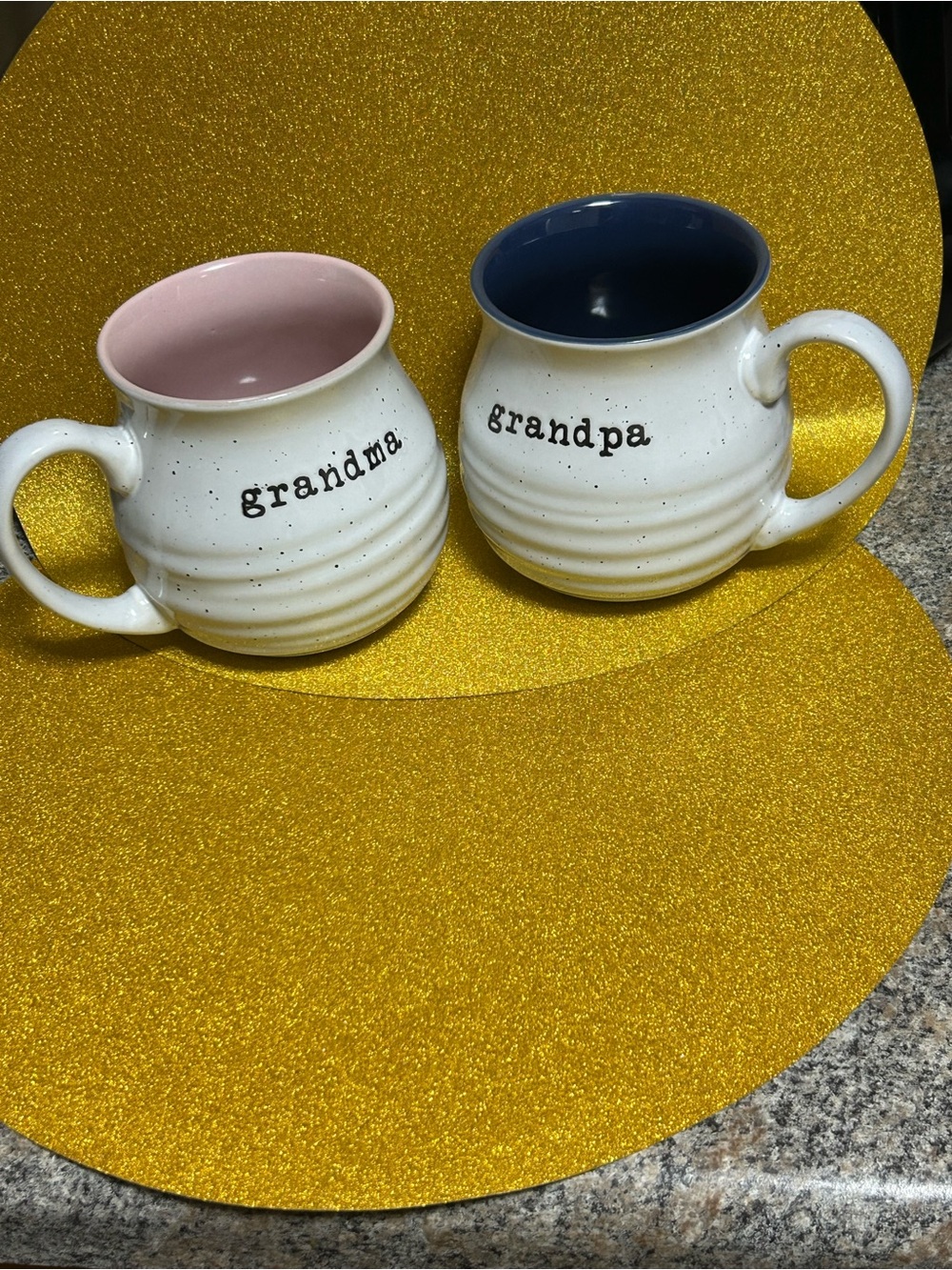 Belle Maison GRANDMA and GRANDPA" 16 oz Stoneware Coffee Mugs.